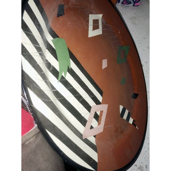 Signed Clay ART PLATTER Abstract Design Geometric 17"Glazed Modern - Picture 6 of 9